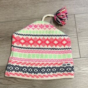 3/$18 Vintage Handmade Ski Nit Beanie Hat Winter Snow Funky 💯 Wool 90s